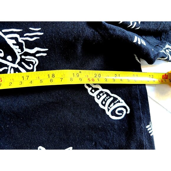 Vintage 90s VIVA CITY USA Knit Black Nautical Summer Shift Dress Size L Unhemmed - Picture 8 of 12